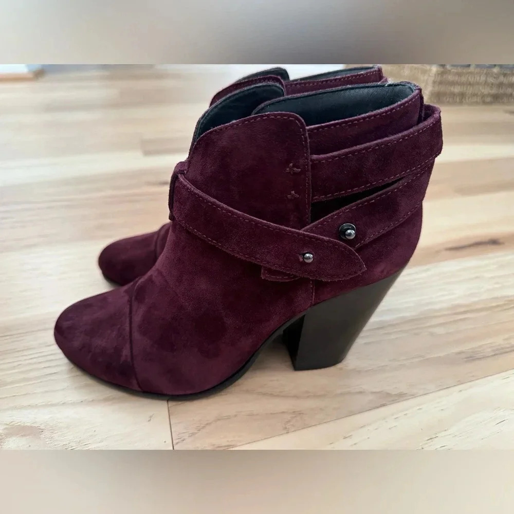 Rag & Bone wine suede ankle HARROW BOOT celebrity favorite size 6.5
